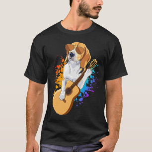 Beagle Dog die zonnebrillen draagt gitaarMannen T-shirt