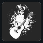 Beagle Dog die zonnebrillen draagt Vierkante Sticker<br><div class="desc">Beagle Dog die zonnebrillen draagt die een akoestisch gitaarklinker voor gitarist Gezinsontwerp Gift Square Sticker Classic Collectie spelen.</div>