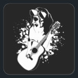 Beagle Dog die zonnebrillen draagt Vierkante Sticker<br><div class="desc">Beagle Dog die zonnebrillen draagt die een akoestisch gitaarklinker voor gitarist Gezinsontwerp Gift Square Sticker Classic Collectie spelen.</div>
