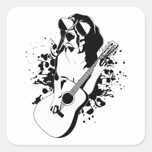 Beagle Dog die zonnebrillen draagt Vierkante Sticker (Voorkant)
