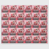 Beagle Dog Driving Auto met hart Valentijnse Cadeaupapier (Vlak)