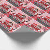 Beagle Dog Driving Auto met hart Valentijnse Cadeaupapier (Hoek)