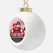 Beagle Dog Driving Auto met hart Valentijnse Keramische Bal Ornament (Rechts)