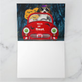 Beagle Dog Driving Car Scary Halloween Kaart (Binnen)