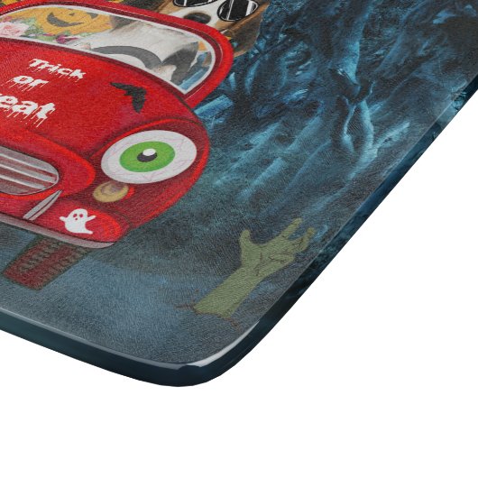 Beagle Dog Driving Car Scary Halloween Snijplank (Hoek)