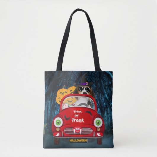 Beagle Dog Driving Car Scary Halloween Tote Bag (Voorkant)