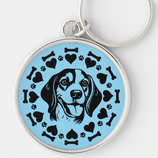 Beagle Dog Eigenaar Sleutelhanger (Voorkant)