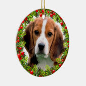 Beagle Dog Elegant Waterverf Kerstmis Keramisch Ornament (Rechts)