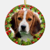 Beagle Dog Elegant Waterverf Kerstmis Keramisch Ornament (Voorkant)