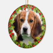 Beagle Dog Elegant Waterverf Kerstmis Keramisch Ornament (Links)