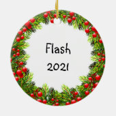 Beagle Dog Elegant Waterverf Kerstmis Keramisch Ornament (Achterkant)