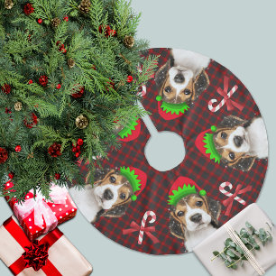 Beagle Dog Elves Candy Canes Buffel Plaid Kerstboom Rok