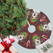 Beagle Dog Elves Candy Canes Buffel Plaid Kerstboom Rok