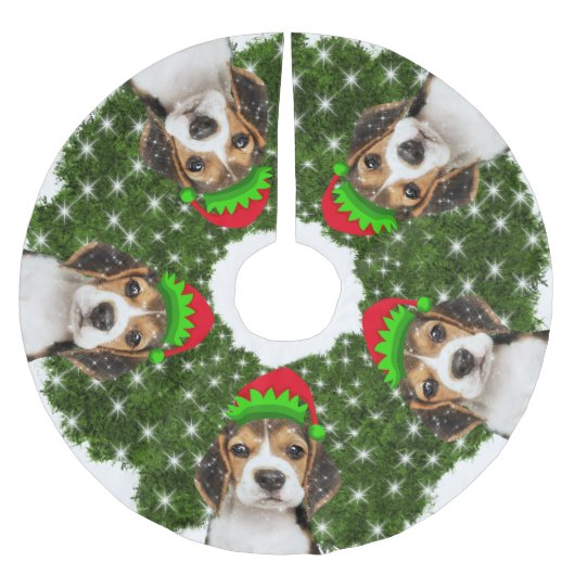 Beagle Dog Elves Kerstkrans Kerstboom Rok (Voorkant)