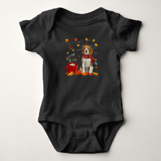 beagle dog fall chocolate autumn lover romper