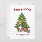 Beagle Dog Familie Kerstmis Feestdagenkaart (Voorkant)