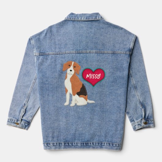 Beagle Dog Felt Look U personaliseert de naam Denim Jacket (Achterkant)