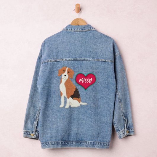 Beagle Dog Felt Look U personaliseert de naam Denim Jacket (Hangar)