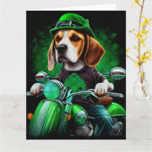 Beagle Dog fiets St. Patrick's Day Kaart (Gele Bloem)