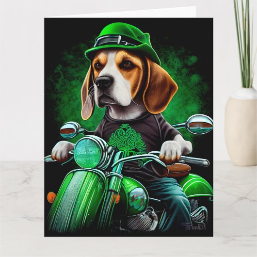 Beagle Dog fiets St. Patrick's Day Kaart (Voorkant)