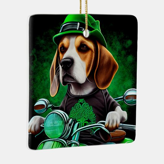 Beagle Dog fiets St. Patrick's Day Keramisch Ornament (Rechts)