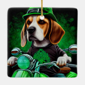 Beagle Dog fiets St. Patrick's Day Keramisch Ornament (Achterkant)