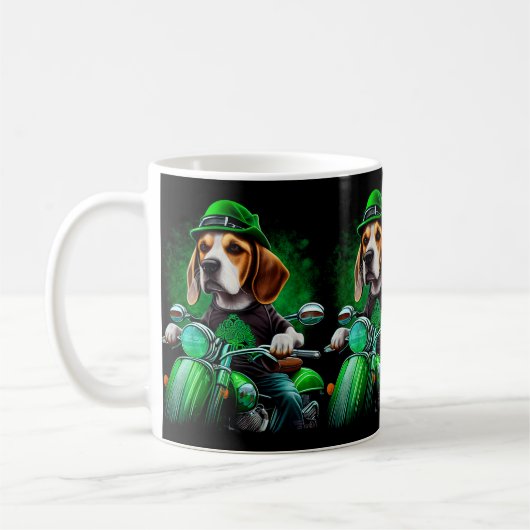 Beagle Dog fiets St. Patrick's Day Koffiemok (Links)