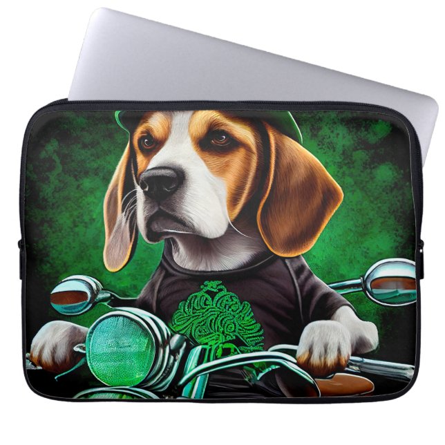 Beagle Dog fiets St. Patrick's Day Laptop Sleeve (Voorkant)