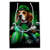 Beagle Dog fiets St. Patrick's Day Medium Cadeauzakje (Voorkant)