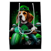 Beagle Dog fiets St. Patrick's Day Medium Cadeauzakje (Achterkant)