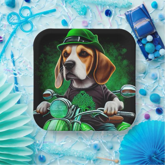 Beagle Dog fiets St. Patrick's Day Papieren Bordje (Feest)