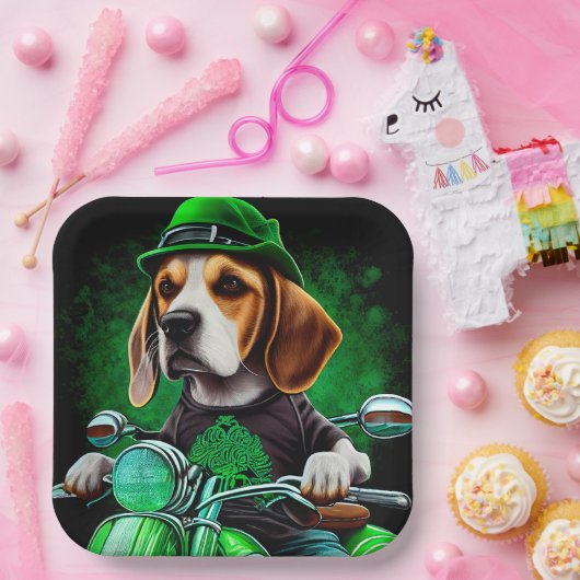 Beagle Dog fiets St. Patrick's Day Papieren Bordje (Feest)