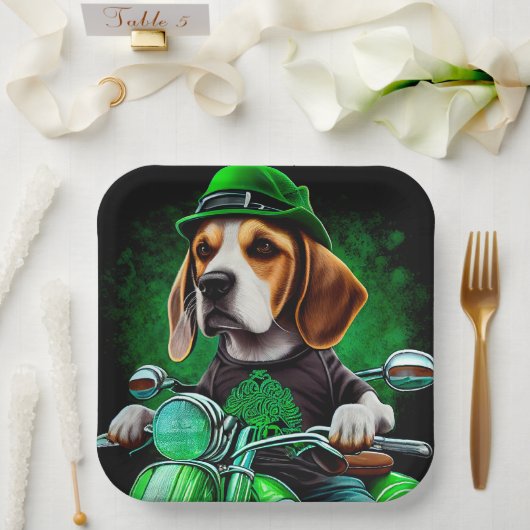 Beagle Dog fiets St. Patrick's Day Papieren Bordje (Huwelijk)