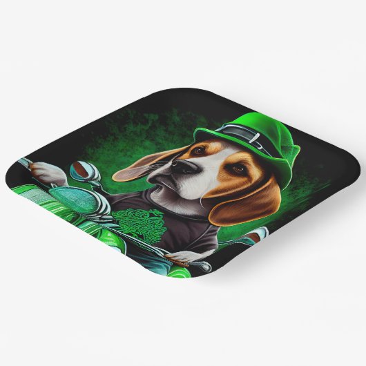 Beagle Dog fiets St. Patrick's Day Papieren Bordje (Gebogen)