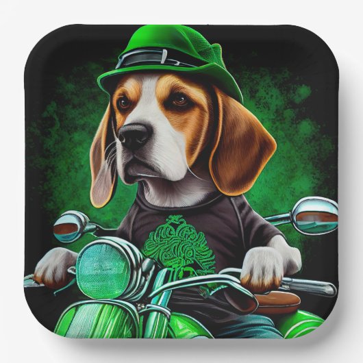 Beagle Dog fiets St. Patrick's Day Papieren Bordje (Voorkant)