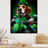 Beagle Dog fiets St. Patrick's Day Poster (Keuken)