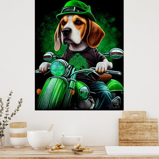 Beagle Dog fiets St. Patrick's Day Poster (Keuken)