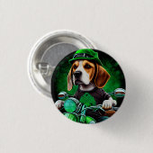 Beagle Dog fiets St. Patrick's Day Ronde Button 3,2 Cm (Voorkant /achterkant)