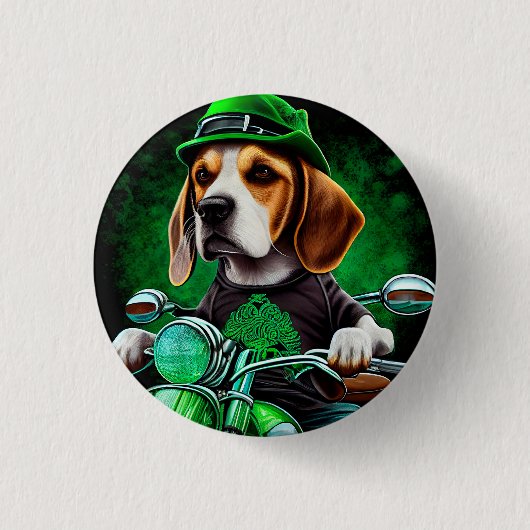 Beagle Dog fiets St. Patrick's Day Ronde Button 3,2 Cm (Voorkant)