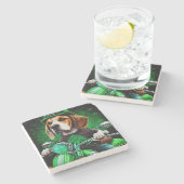 Beagle Dog fiets St. Patrick's Day Stenen Onderzetter (Zijkant)
