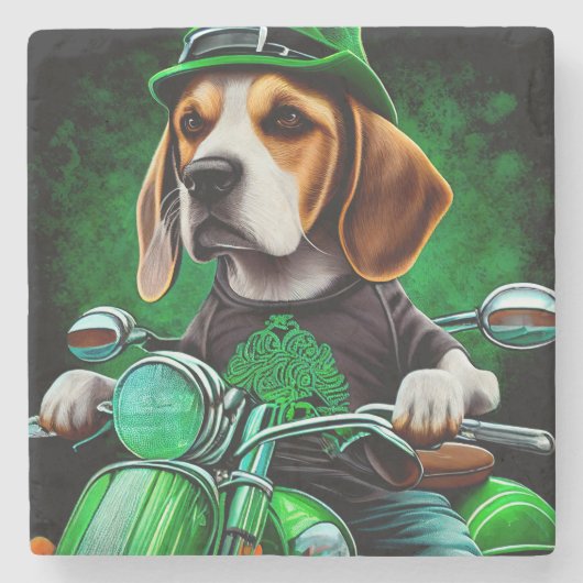 Beagle Dog fiets St. Patrick's Day Stenen Onderzetter (Voorkant)