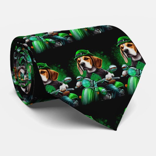 Beagle Dog fiets St. Patrick's Day Stropdas (Opgerold)