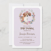 Beagle Dog Floral Crown Baby shower Kaart (Voorkant)