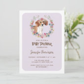 Beagle Dog Floral Crown Baby shower Kaart (Staand voorkant)