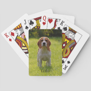 Beagle Dog Foto en Naam Gepersonaliseerd Pokerkaarten