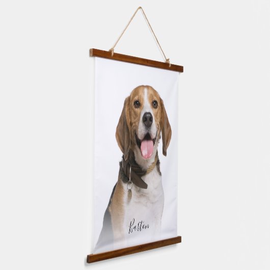 Beagle Dog Foto van Housewarming Pet Dad Hangend Wandkleed (Gebogen)