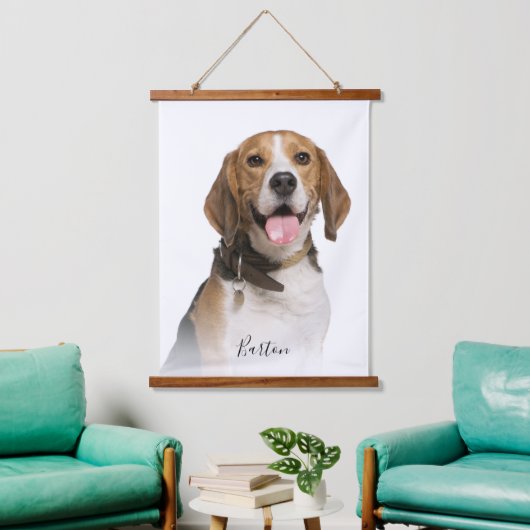 Beagle Dog Foto van Housewarming Pet Dad Hangend Wandkleed (Woonkamer)