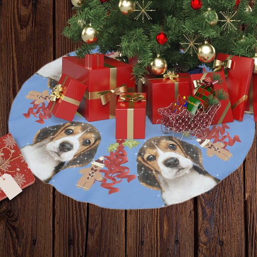 Beagle Dog Fun Festiviteiten Kerstmis | Blauw Kerstboom Rok