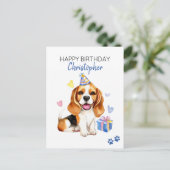 Beagle Dog gepersonaliseerd Gelukkige Verjaardag Briefkaart (Staand voorkant)