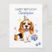 Beagle Dog gepersonaliseerd Gelukkige Verjaardag Briefkaart (Voorkant)